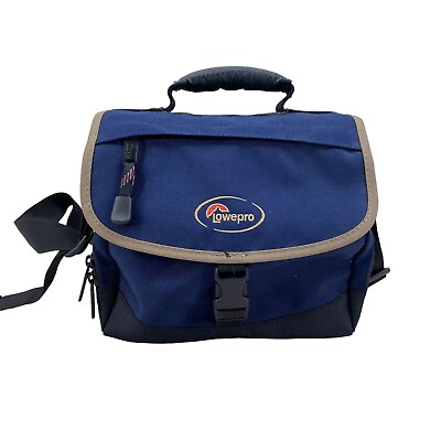 #ad Lowepro Camera Bag Case Travel Storage Navy Blue Zippered Compartments Padded $10.97