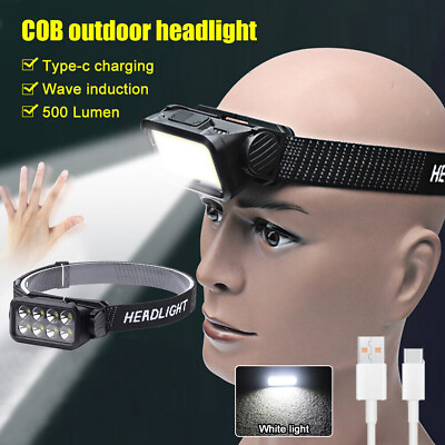 #ad COB LED Headlamp USB Rechargeable Headlight Torch Work Light Bar Neck Light $8.85
