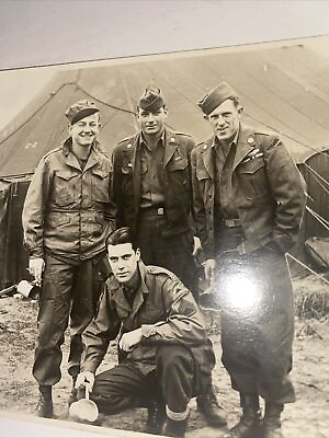#ad Vintage Black amp; White Photo Handsome Soldiers Military Tent $10.79
