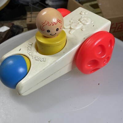 #ad Vintage Fisher Price Little People Click N` Clatter Car amp; XL People 1975 b23 $11.99