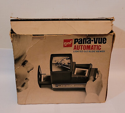 #ad Vintage GAF Pana Vue Automatic Lighted 2x2 Slide Viewer AS IS Includes Cordamp;Box $15.95