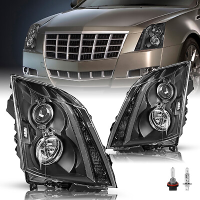 #ad For 2008 2009 2010 2011 2012 2013 2014 Cadillac CTS Black Halogen Headlights Set $203.99
