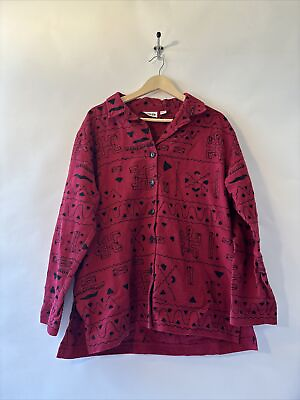 #ad Vintage Chicos Design Embroidered Red Long Sleeve Jacket Womens Size 2 $18.75