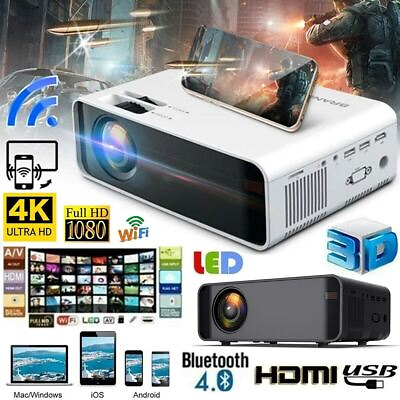 Projector 23000 Lumens 1080P 3D LED 4K Mini WiFi Video Home Theater Cinema HDMI $100.14
