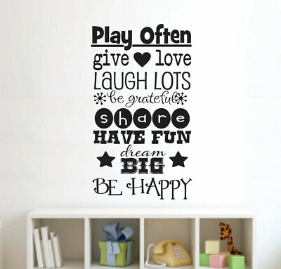 #ad PLAY OFTEN Playroom Preschool Home Wall Art Decal Quote Words Lettering Decor $21.31