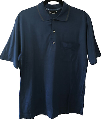 #ad Celine Sz L Blue short sleeve Polo Made in Italy 100% Cotton Golf NWOT $149.00