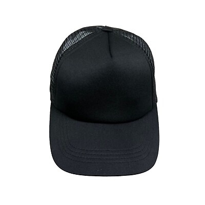 #ad Black Baseball Cap Hat Mesh Adjustable Snapback Men Size OSFM $9.93