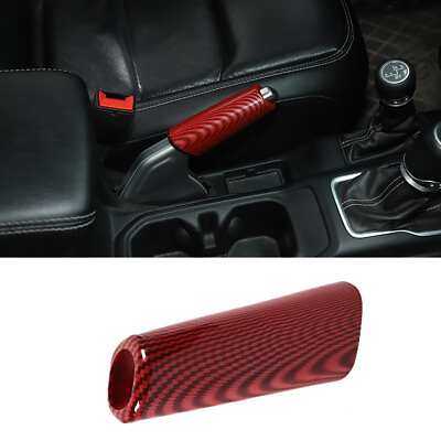 #ad Interior Handbrake Cover Trim for Jeep Wrangler JL JT 18 Accessories Red Carbon $15.93