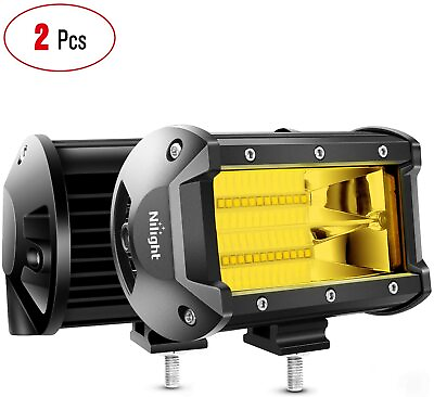 LED Light Bar Amber 2pcs 5Inch 72W Flood Beam 10800LM Driving Fog Lamps for Ford $29.99