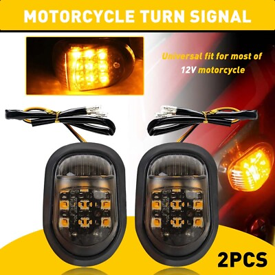 #ad 2X LED Motorcycle Turn Signals Indicator Amber Light Blinker Universal Mini Lamp $11.99