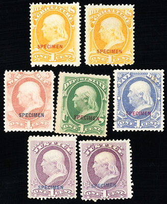 #ad US Stamps Unused F VF Lot Of 7 Official Specimen Overprints $147.50