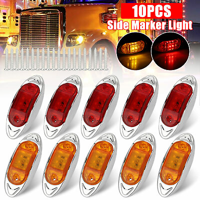10x Amber Red 6 LED Side Marker Clearance Lights Waterproof for Trailer Truck RV $16.48