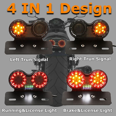 #ad Motorcycle Integrated LED Tail Light Dual Turn Signal Brake License Plate Lamp $15.99