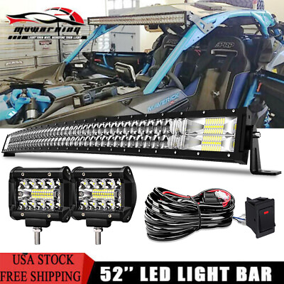 #ad #ad 5D 52quot; LED Curved Light Bar4quot; Pods Wiring For Can Am Commander Maverick X3 MAX $93.55