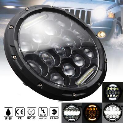#ad 7 Inch Round 105W Car LED Headlight Headlamp Turn Signal DRL Head Light for Jeep $38.03