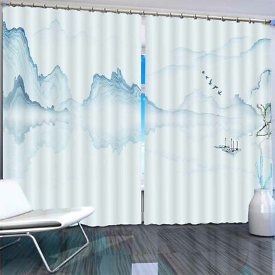 #ad Large Blue Light Hill 3D Curtain Blockout Photo Printing Curtains Drape Fabric AU $229.99