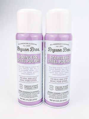 #ad Bryson Brothers Stainless Steel Polish 9 Fl Oz Fresh Scent Streak Free Lot of 2 $26.95