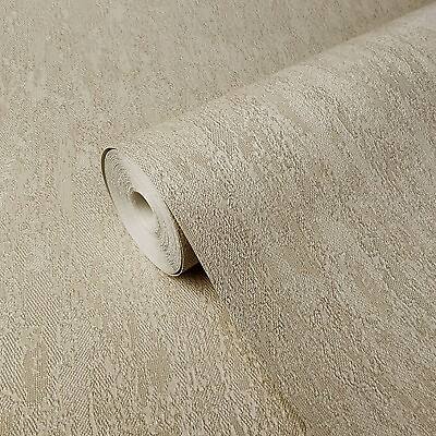 #ad Contemporary Cream camel tan worn out faux fabric textured Modern Wallpaper roll $96.80