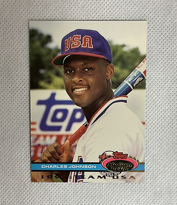 #ad 1991 Topps Stadium Club Charles Johnson #91 Rookie Card Baseball Card RC Marlins $1.99