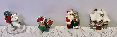 #ad Hallmark Early 1990’s Minature Christmas Ornaments Husky House Santa squirrel $12.00
