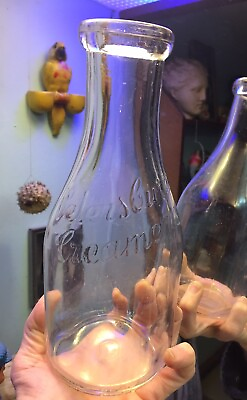 #ad rare vtg Petersburg Creamery Ohio Embossed Quart Milk Bottle 9quot;h clear glass $29.99
