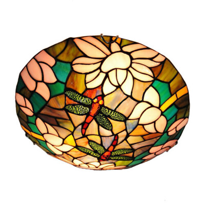 #ad Tiffany Stained Glass Flush Mount Light Art Decor Indoor Ceiling Lamp Fixture $89.99