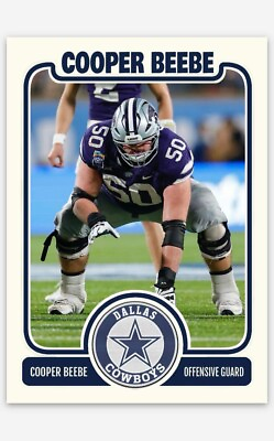 #ad Cooper Beebe Dallas Cowboys ACEO Custom Football Card 2024 NFL Draft $9.49
