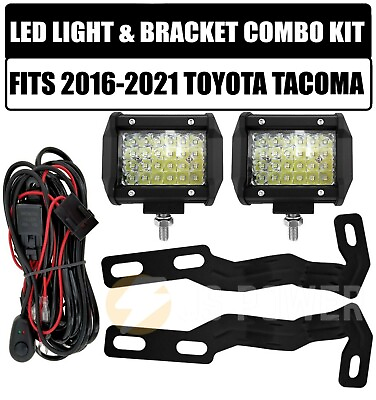 Engine Hood Brackets 3quot; LED Pods Wiring Switch for 2016 2021 Toyota Tacoma $49.95