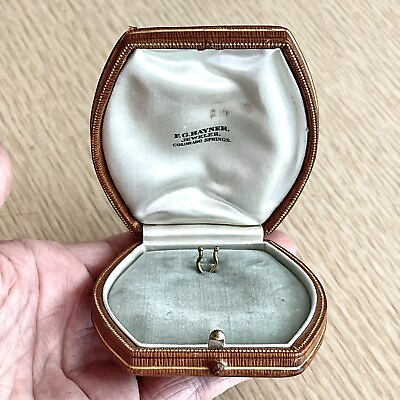 #ad Antique Pocket Watch Leather Jewelry Presentation Box Display VTG Push Button $249.94