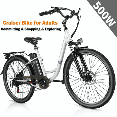 #ad Electric Bike 26In 500W Cruiser eBike City Commuter Bicycle w 48V 360WH Battery* $538.99