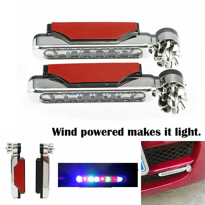 #ad 2pcs Wind Energy Car LED Lights Wind Power Headlight Daytime Running Lamp 12V $14.48