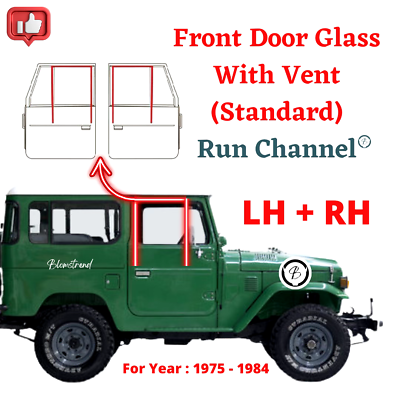 #ad Pair Toyota Land Cruiser FJ40 FJ45 BJ40 Run Channel Front Door Glass With Vent $119.00