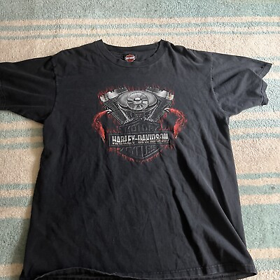 #ad Harley Davidson Shirt Mens XL Black Vintage 2003 Short Sleeve Las Vegas Graphic $22.99