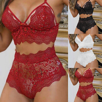 #ad Women Lace Sexy Lingerie Nightwear Underwear G string Babydoll Sleepwear Bra Set $12.27