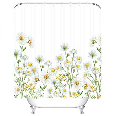 #ad 72quot; x 72quot; Floral Shower Curtain Farmhouse Floral Spring 72x72 White Daisy $28.04