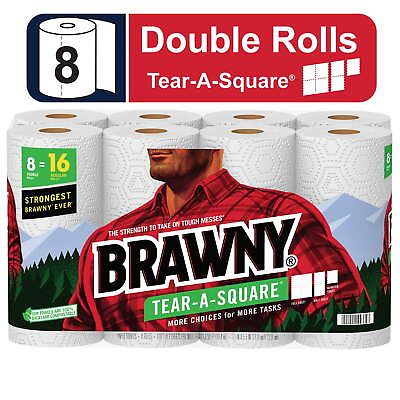 #ad Tear a Square Paper Towels White 3 Sheet Sizes 8 Double Rolls $17.73