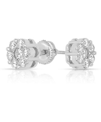 #ad Flower Shaped Women Jewelry 925 Silver Stud Earrings Cubic Zircon Jewelry $12.99