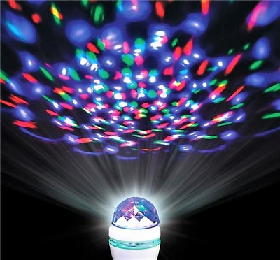 #ad FUN Colored Crystal Ball LED Rotating Spinning Party Light Lamp Bulb Decoration $12.39