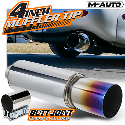 #ad 2.5quot;Inlet 4quot;Outlet BURNT TIP Stainless Steel Round Exhaust Muffler w Joint Clamp $42.99