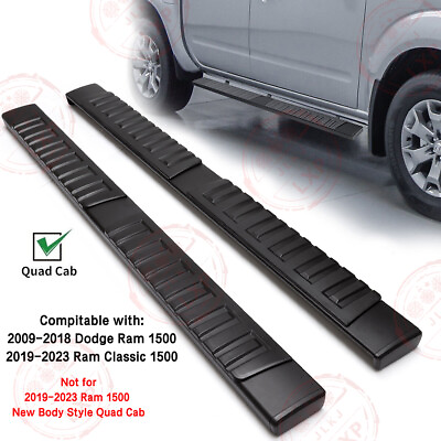 #ad Black Set Running Boards for 09 18 Dodge Ram 1500 Quad Cab Side Step Bars 6quot; $119.00