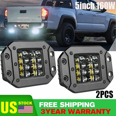 2PCS 5#x27;#x27; Flush Mount LED Work Pods Driving Light Bar Fog Spot Trucks SUV Offroad $27.99