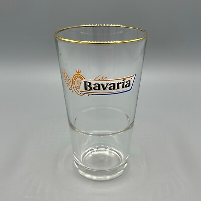 #ad Bavaria Brewery Gold Rimmed 12 Oz. Beer Glass Netherlands Royal Swinkels Family $9.99