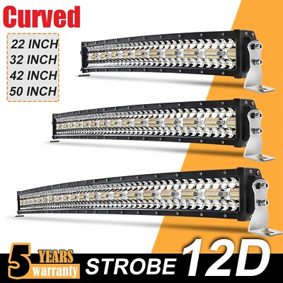 Curved Strobe Led Bar Light 22quot; 32quot; 42quot; 50quot; Combo Driving for Offroad ATV 4X4 $15.58