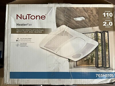 NuTone Bathroom Exhaust Fan with Light amp; 1500 Watt Heater 110 CFM 765H110L OB $154.95
