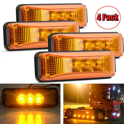 4x Amber 3 LED Side Marker Lights RV Truck Trailer Clearance Light Waterproof US $13.59