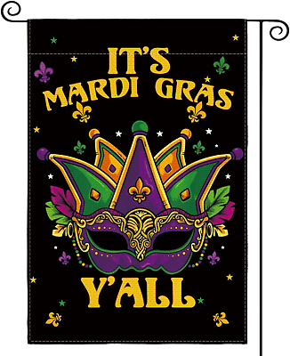 #ad It#x27;S Mardi Gras Y#x27;All Garden Flag 12X18 Inch Vertical Double Sided Masquerade M $5.99