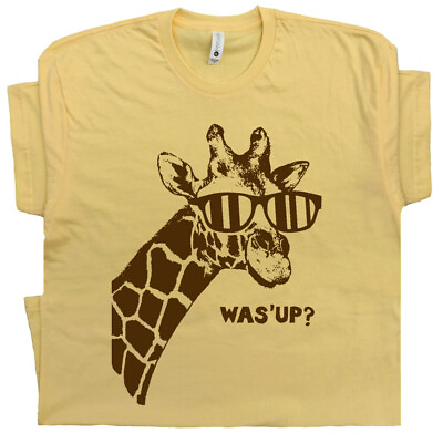 #ad Giraffe T Shirt Funny Cute Animal Wearing Sunglasses Cool Retro Men Women Tee $19.99