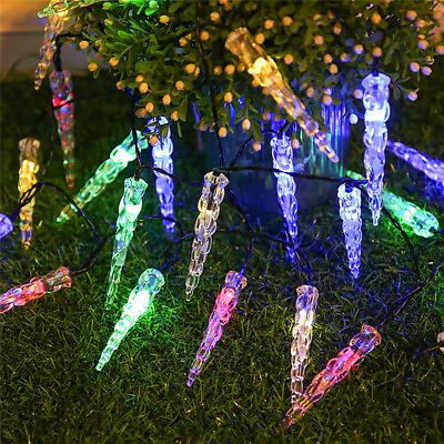30LED 20ft Solar Icicle String Lights Ice Cone Decorative Lights Patio Yard Lamp $10.98