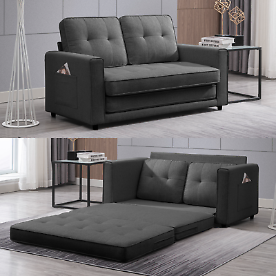 #ad 2 in 1 Pull Out Sofa Bed Loveseat Sleeper Sofa Bed Futon Sofa Bed with Cushion $259.98