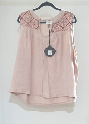 #ad Knox Rose Women#x27;s Sleeveless Shirt Melon Sorbet Pink Embroidered Choose Size $12.99